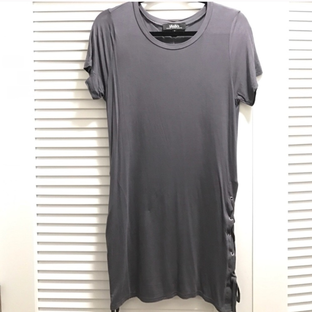 Lulus gray soft side tie T-shirt dress